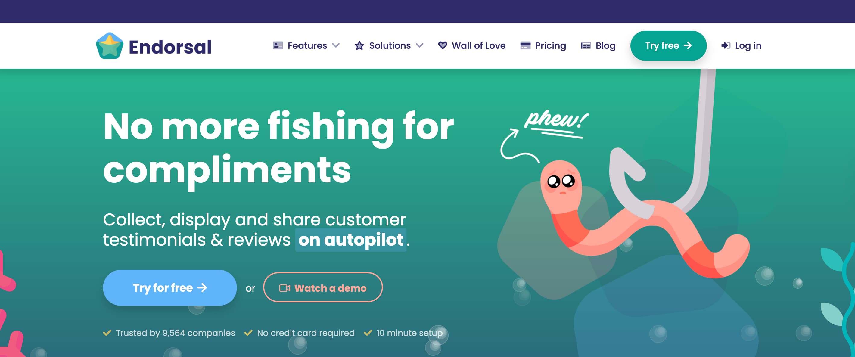 Screenshot of Endorsal homepage