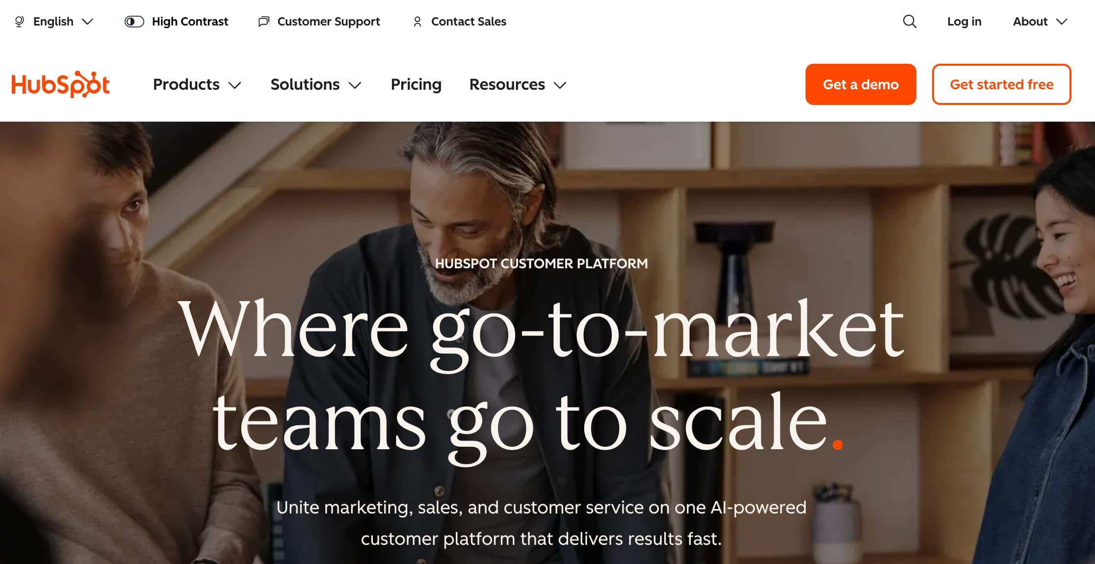 Hubspot homepage screenshot
