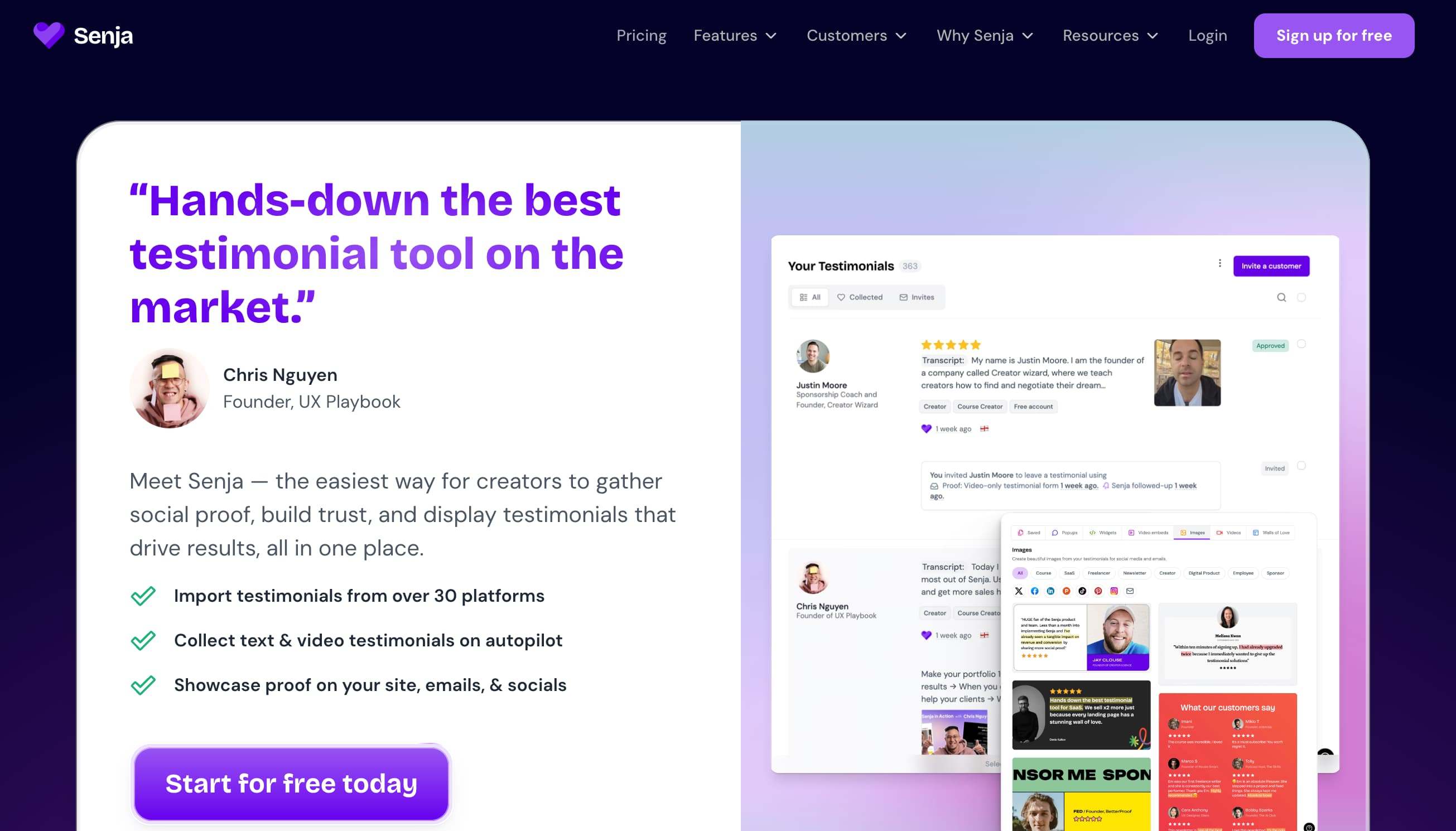Senja homepage screenshot