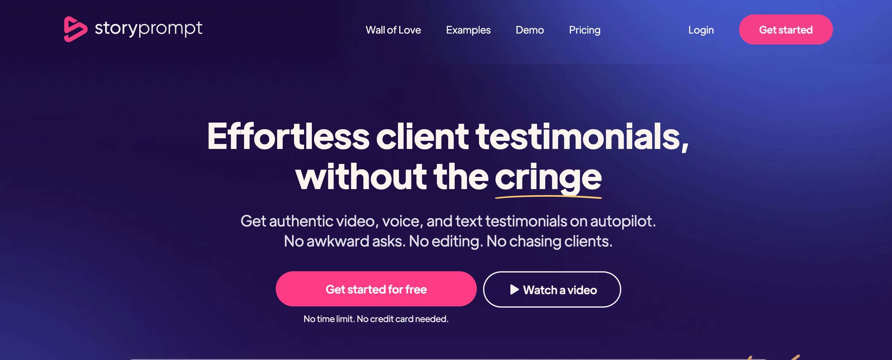 Screenshot of StoryPrompt homepage