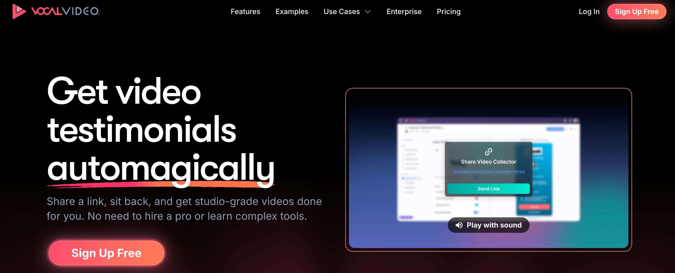 Screenshot of Vocal Video homepage
